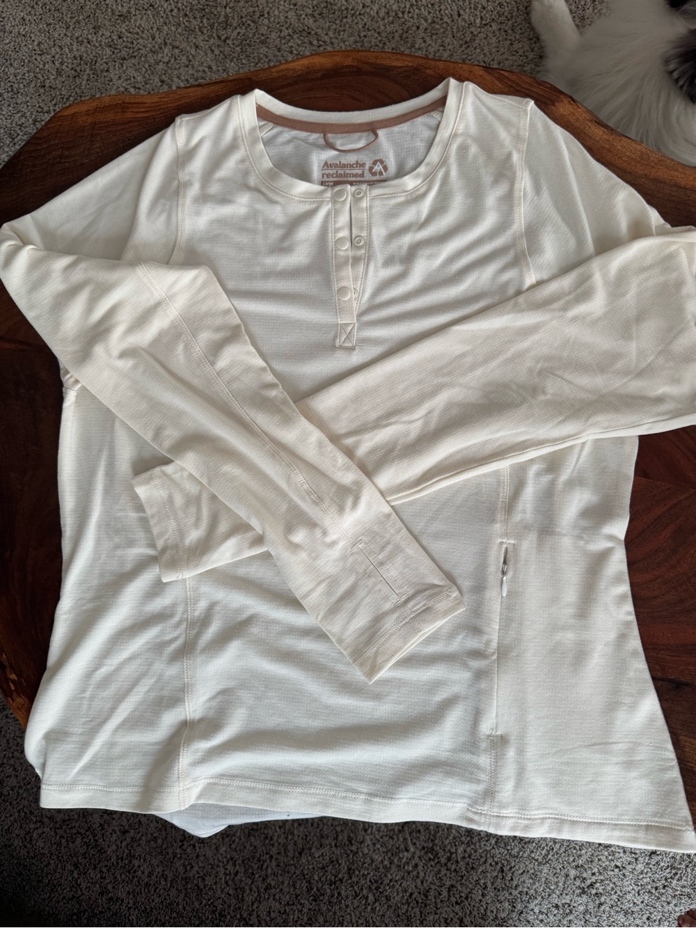 Avalanche Reclaimed Cream and Brown Graphic Henley Label